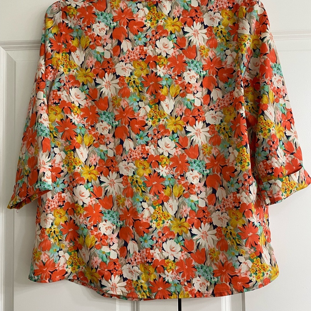 Anthropologie Maude Vibrant Floral Blouse - Pink, Yellow, Green - Picture 6 of 8